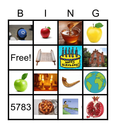 Rosh Hashanah Bingo Card