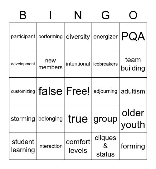 BUILDING COMMUNITY BINGO Card