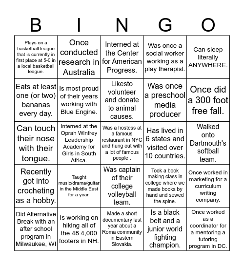 Core Class 411 Bingo Card
