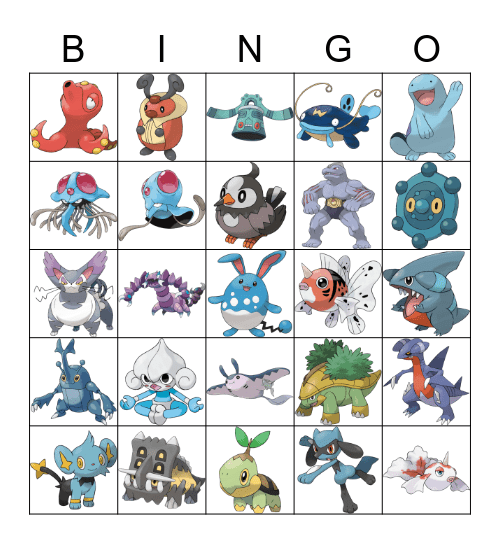 Pokemon Bingo (Sinnoh) Bingo Card