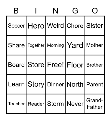 Vocalic R Bingo Fun! Bingo Card