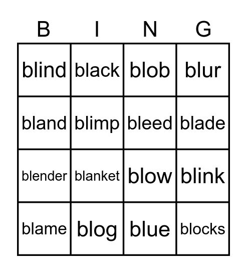 bl Bingo Card