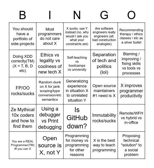 Programming Twitter Bingo Card