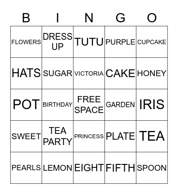 TEA TIME  Bingo Card