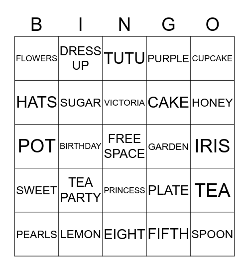 TEA TIME  Bingo Card