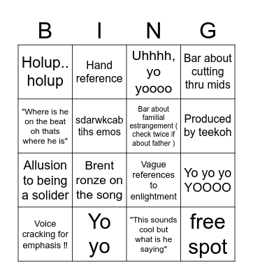 xhef Bingo Card
