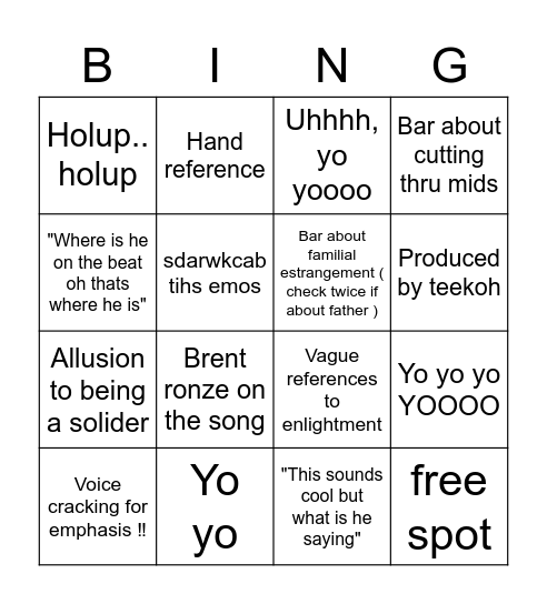 xhef Bingo Card