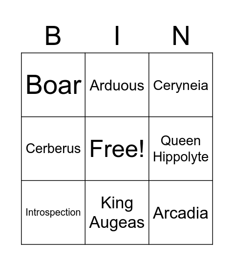 Hercules 12 Labors Bingo! Bingo Card