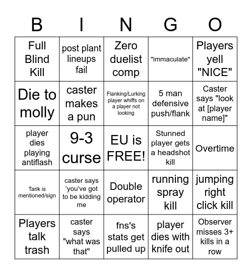 VCT Bingo Card