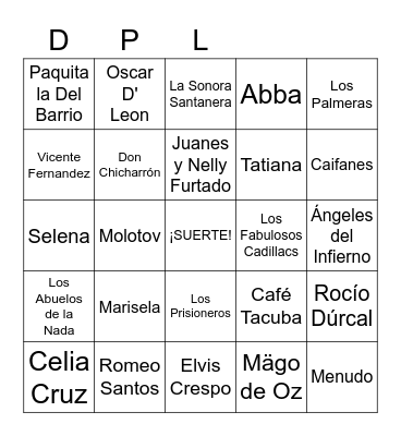 MUSICAL BINGO Card