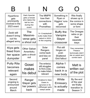 Post Issue 100 Boom Rangers Bingo Card