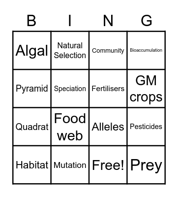 Life on Earth - Bingo Card