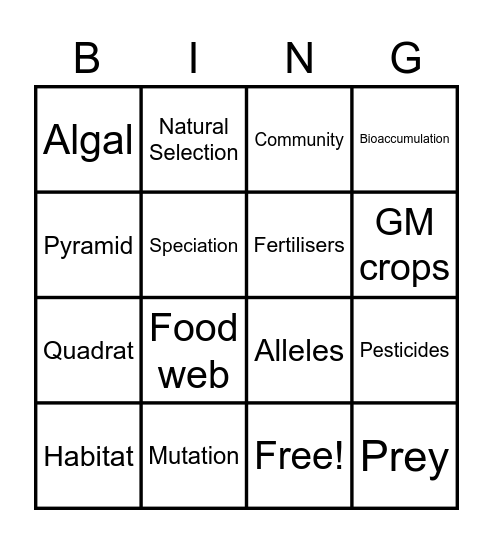 Life on Earth - Bingo Card