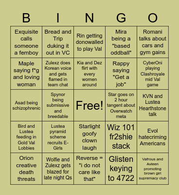 Tartarus Reborn Bingo Card