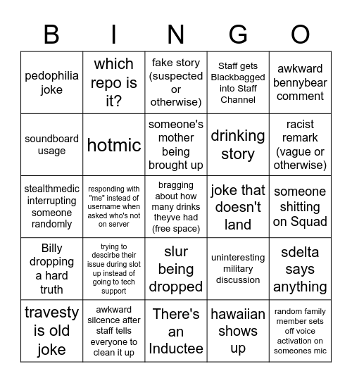 ARMA Bingo Card