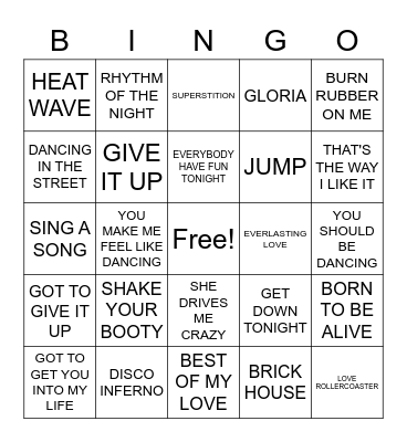 KC & THE SUNSHINE BAND RADIO Bingo Card