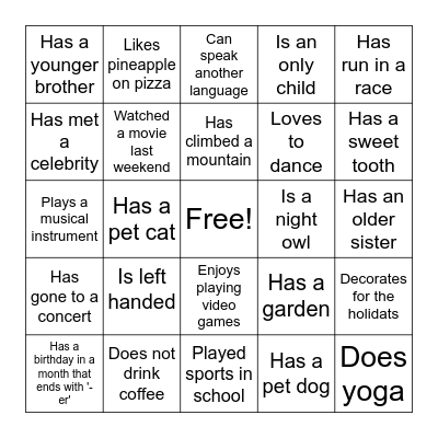 Find someone who... Bingo Card