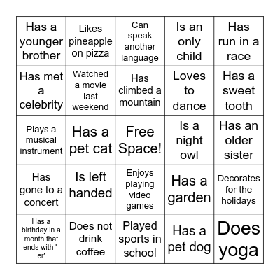 Find someone who... Bingo Card