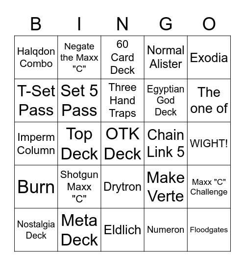 Duel Live BINGO! Bingo Card