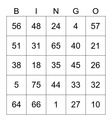Lycanroc Round 2 [Numbers] Bingo Card