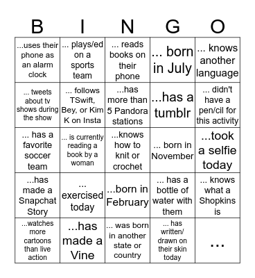 Icebreaker Bingo - get 5 in a row to win a prize! Bingo Card