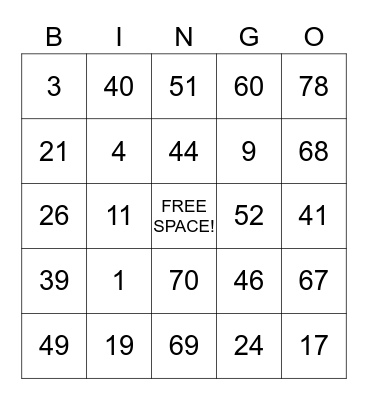 Bingo Card