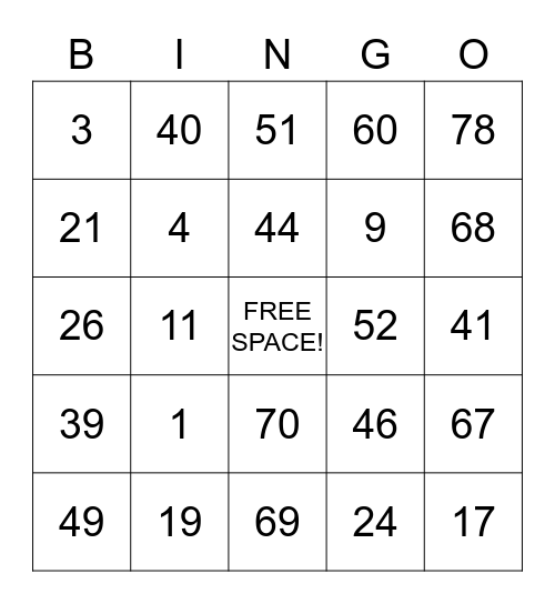 Bingo Card