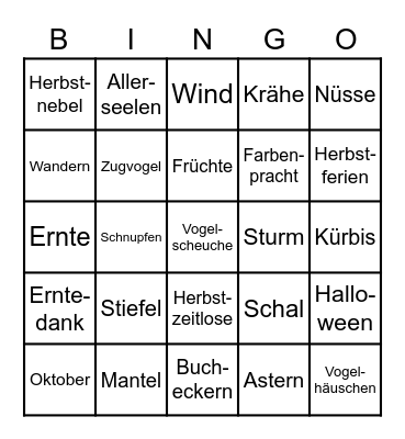 Herbst-Bingo Card