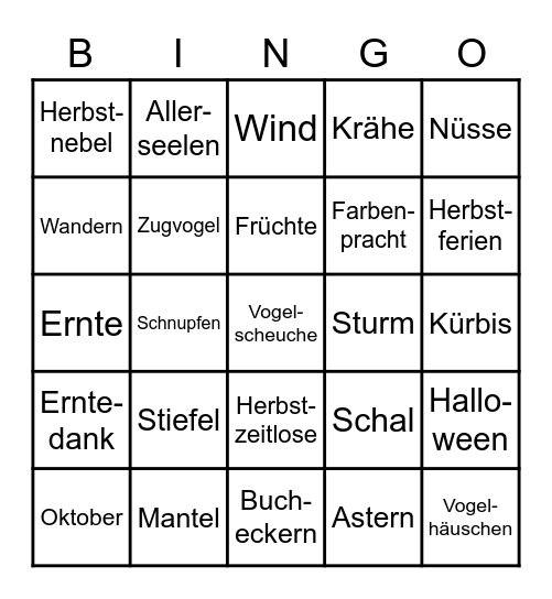 Herbst-Bingo Card