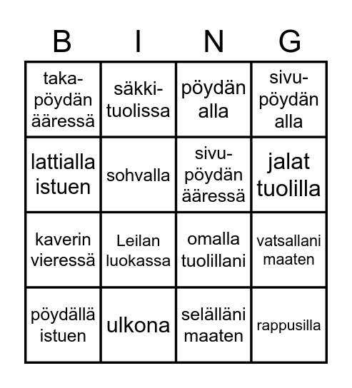 Olen lukenut Bingo Card