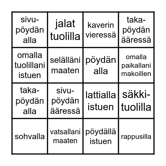 Olen lukenut Bingo Card