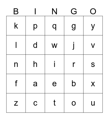 Alphabet Bingo Card