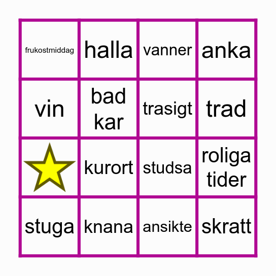 SVETTY & FRIEDA'S SWEDISH BINGO JAA! Bingo Card