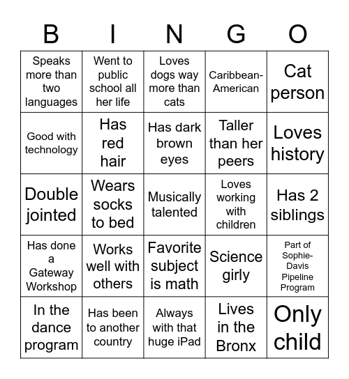 Brown Cluster BINGO Card