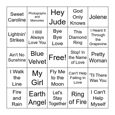 Love & Loss Music Bingo Card