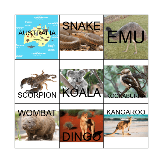 AUSTRALIAN ANIMALS Bingo Card