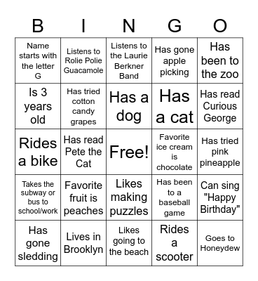 Greyson's Birthday Bingo: Find someone who... Bingo Card