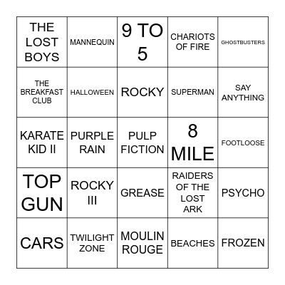 MOVIES SIDE A Bingo Card