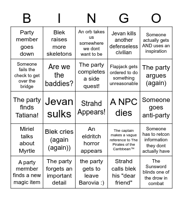 Curse of Jeb Bingo Card