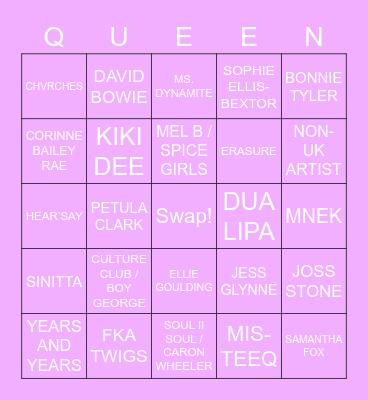 DRAG RACE UK LIP SYNC BINGO Card