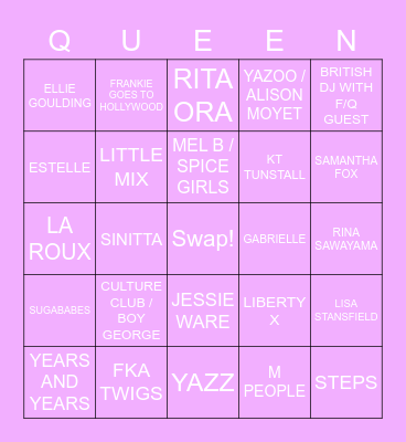 DRAG RACE UK LIP SYNC BINGO Card