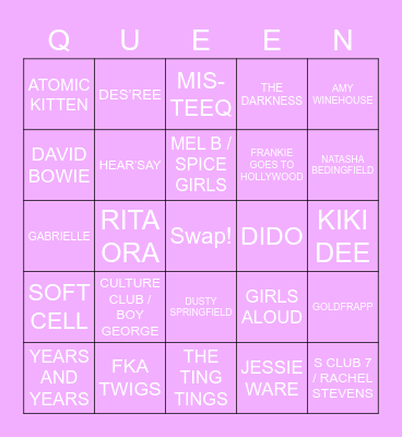 DRAG RACE UK LIP SYNC BINGO Card