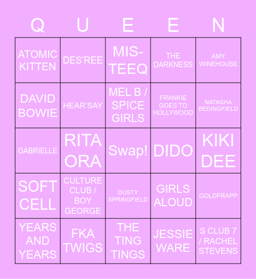 DRAG RACE UK LIP SYNC BINGO Card