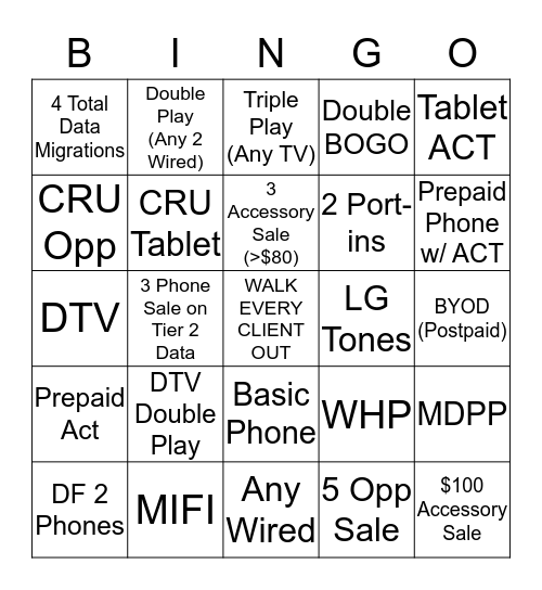 Weekend Bingo! Bingo Card