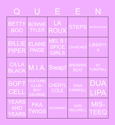DRAG RACE UK LIP SYNC BINGO Card