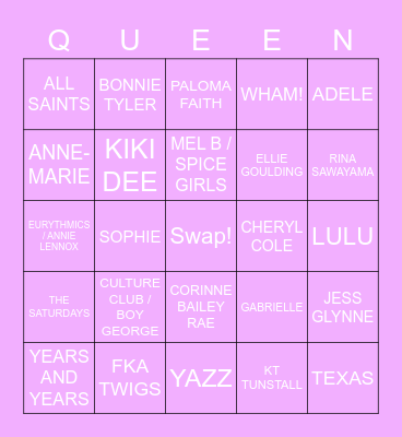 DRAG RACE UK LIP SYNC BINGO Card