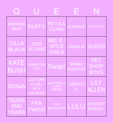 DRAG RACE UK LIP SYNC BINGO Card