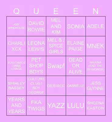 DRAG RACE UK LIP SYNC BINGO Card