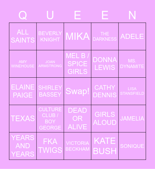 DRAG RACE UK LIP SYNC BINGO Card