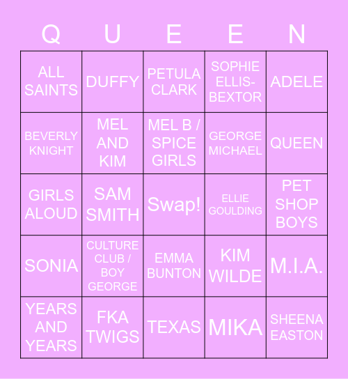 DRAG RACE UK LIP SYNC BINGO Card